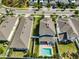 Drone shot of home and backyard pool providing perspective of overall property and proximity to neighbors at 314 Blackrock Ln, Apollo Beach, FL 33572