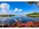 Scenic view of the lake from the dock with calm water reflecting the sky at 314 Blackrock Ln, Apollo Beach, FL 33572