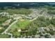 Aerial view of a residential neighborhood with mature trees, community green spaces and well-maintained homes at 4222 Glade Wood Loop, New Port Richey, FL 34655