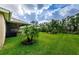 Lush backyard with a well-maintained lawn and tropical landscaping, creating a serene outdoor space at 4222 Glade Wood Loop, New Port Richey, FL 34655