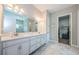 Beautiful bathroom features a double vanity, updated fixtures, and walk-in closet at 4222 Glade Wood Loop, New Port Richey, FL 34655