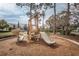 Community playground with a slide and climbing area surrounded by trees and grass at 4222 Glade Wood Loop, New Port Richey, FL 34655
