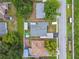 Aerial view of home showing roof, surrounding fenced yard, and proximity to neighboring homes at 5015 S 88Th St, Tampa, FL 33619
