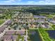 Panoramic aerial view of the neighborhood displaying community lakes and well-spaced homes at 509 Delwood Breck St, Ruskin, FL 33570