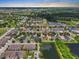 Community aerial view showcasing neighborhood layout with lakes and lush surroundings at 509 Delwood Breck St, Ruskin, FL 33570