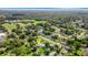 Distant aerial view showing the property within the wider neighborhood and green spaces at 915 S Miller Rd, Valrico, FL 33594