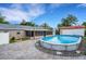 The backyard features a refreshing pool, covered patio, and fenced area, perfect for outdoor living at 915 S Miller Rd, Valrico, FL 33594