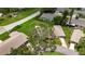 Aerial view showcasing the property's boundaries, surrounding landscape, and proximity to nearby streets and homes at 1214 Haddington Cir # 1214, Sun City Center, FL 33573