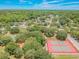 An aerial view of the community featuring mature trees, tennis courts and many single Gathering homes at 15108 Winterwind Dr, Tampa, FL 33624