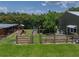 Fenced barnyard with structures, featuring a secure area with ample space for livestock and farm activities at 3412 Ace Ln, Dover, FL 33527