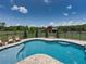 Sparkling pool with scenic views of the grounds and red barn at 3412 Ace Ln, Dover, FL 33527