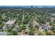 Expansive aerial view showcasing neighborhood homes surrounded by lush trees and a clear cityscape backdrop at 4206 W Palmira Ave, Tampa, FL 33629