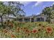 Charming single-story home with a beautiful, colorful flower garden in the front yard at 4206 W Palmira Ave, Tampa, FL 33629