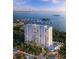 Stunning aerial view of a high-rise condo overlooking a marina and scenic waterfront at 5701 Bowen Daniel Dr. # 806, Tampa, FL 33616