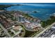 Panoramic aerial shot capturing the coastal community, waterways, boat docks, and residential buildings at 5701 Bowen Daniel Dr. # 806, Tampa, FL 33616