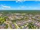 Aerial view showcasing a well-planned community with lush landscaping and a shopping center at 5831 Caldera Ridge Dr, Lithia, FL 33547