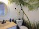 Charming bathroom features painted palm tree on the wall at 6218 Palma Del Mar S Blvd # 503, St Petersburg, FL 33715