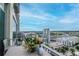 Balcony boasts a stunning view of the city skyline from a high rise condo at 777 N Ashley Dr # 2513, Tampa, FL 33602