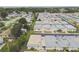 Overhead shot displays a tranquil community with tree-shaded streets and a variety of housing designs at 8447 Orleans N, Pinellas Park, FL 33781