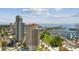 Exterior aerial view of high rise buildings overlooking green spaces, marina, and the bay at 100 1St N Ave # 2304, St Petersburg, FL 33701