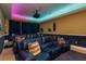 A luxury home theater with tiered seating, plush leather chairs and a projector at 11430 Trotting Down Dr, Odessa, FL 33556