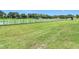Beautiful backyard with white fencing, lush lawn and mature trees at 12637 Tyler Run Ave, Odessa, FL 33556