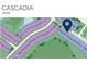 Cascadia community map highlighting lot locations and street names within the neighborhood at 14317 Eagle Branch Dr, Nokomis, FL 34275