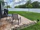 Paver patio in backyard features outdoor seating and green lawn at 1905 Blue Stream St, Ruskin, FL 33570
