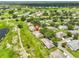 Aerial shot of neighborhood featuring lush green lawns, mature trees, and a golf course at 2609 Lancaster Dr, Sun City Center, FL 33573