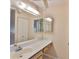 Bathroom vanity with framed mirror, medicine cabinet, and sink at 2609 Lancaster Dr, Sun City Center, FL 33573