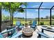 Cozy outdoor lounge area with Adirondack chairs around a fire pit, ideal for gathering and enjoying the serene views at 5971 Hidden Branch Dr, Apollo Beach, FL 33572