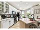 Well-lit kitchen with stainless steel appliances, stylish backsplash, and an island counter with comfortable seating at 6606 Pullen Ct, Tampa, FL 33625