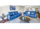 Comfortable living area with matching blue sofas, modern decor, and hardwood flooring at 700 Beach Ne Dr # 602, St Petersburg, FL 33701