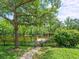Lush landscaping and waterfront views with a private dock in the backyard at 713 Argyle Pl, Temple Terrace, FL 33617