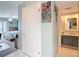 Inviting hallway with a door leading to the bedroom and a bathroom at 809 Bahia Del Sol Dr # 72, Ruskin, FL 33570
