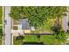 Aerial view showing a home with a gray roof, a fenced yard, and mature trees surrounding the property at 1011 Newton S Ave, St Petersburg, FL 33705