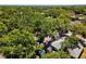 An aerial view of a home surrounded by mature trees in a lush, green neighborhood at 1313 W Carissa Ct, Tampa, FL 33604
