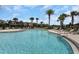 Resort-style community pool surrounded by palm trees and lounge chairs, creating a relaxing atmosphere at 1613 Cabbage Key Dr, Ruskin, FL 33570