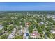 Aerial view down street showcasing property and surrounding neighborhood with mature trees at 1822 1St Se St, St Petersburg, FL 33705