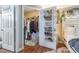 Walk-in closet featuring organized shelving and ample storage space adjacent to main bedroom at 18439 Bridle Club Dr # 18439, Tampa, FL 33647