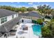 Beautiful backyard oasis featuring a pool, lush landscaping, water features, and outdoor seating areas at 2819 Safe Harbor Dr, Tampa, FL 33618
