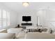 Modern living space featuring neutral decor, a sleek TV, and hardwood floors at 2819 Safe Harbor Dr, Tampa, FL 33618