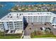 Aerial shot of waterfront condominium with beautiful views and parking at 415 Island Way # 507, Clearwater Beach, FL 33767