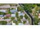 A bird's eye view of the property, highlighting its location along a canal with neighboring homes nearby at 5323 73Rd N St, St Petersburg, FL 33709