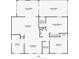 Floor plan of a two bedroom, two bathroom home with spacious primary bedroom and large living room at 8445 Angela Ct, Zephyrhills, FL 33541
