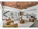 Spacious living room with a wood ceiling, and open layout leading to the kitchen at 905 Bay Point Dr, Madeira Beach, FL 33708