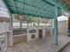 The covered outdoor kitchen features stainless steel appliances and ample counter space for easy entertaining at 920 Tuscanny St, Brandon, FL 33511