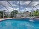 Enclosed pool with clear blue water surrounded by tropical plants and a patio, perfect for outdoor relaxation and entertainment at 920 Tuscanny St, Brandon, FL 33511