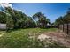 This backyard features mature trees and lush grass at 8184 49Th N Ave, St Petersburg, FL 33709