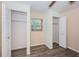 This bedroom features updated flooring, and dual closets with ample storage at 8184 49Th N Ave, St Petersburg, FL 33709